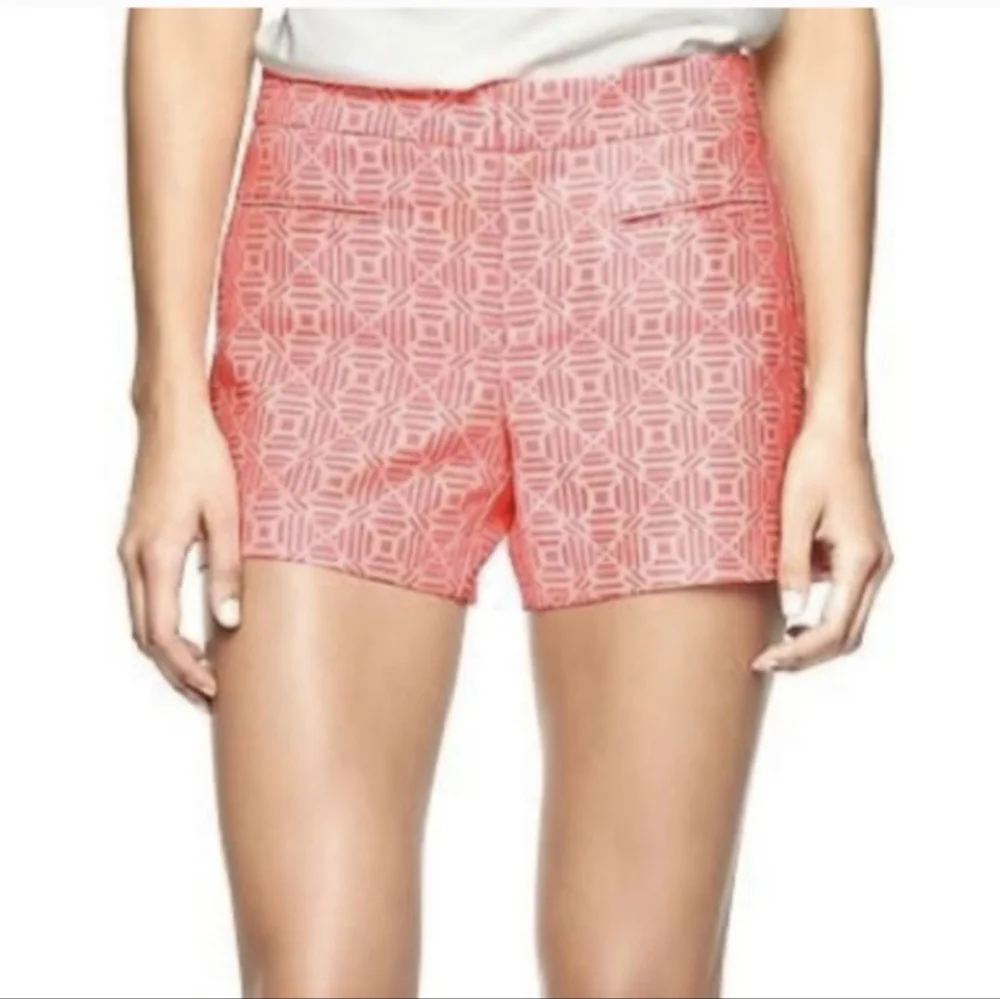 GAP Neon Coral Pink Clean Front Jacquard Shorts size 8